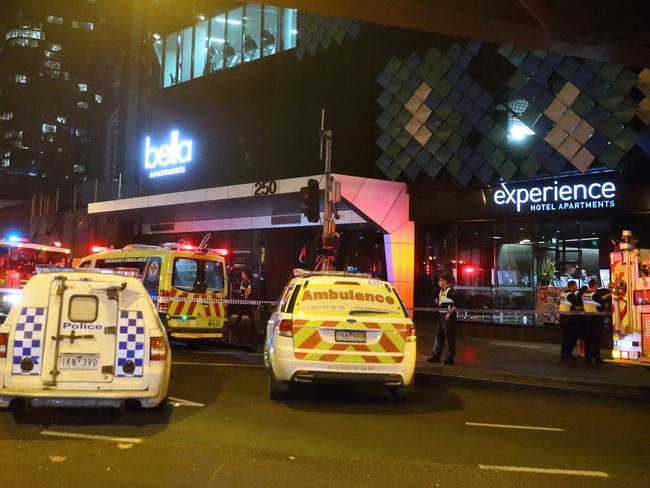 Emergency services outside the hiotel. Picture: Patrick Herve