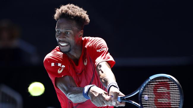 Gael Monfils of France plays a backhand during his Men's Singles third round match against Ernests Gulbis of Latvia on day six of the 2020 Australian Open. Photo: Getty Images