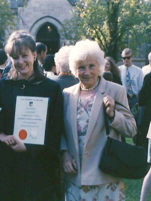 Sandi McDonald with her grandmother Euphemia at her 1993 graduation. Picture: supplied by family.