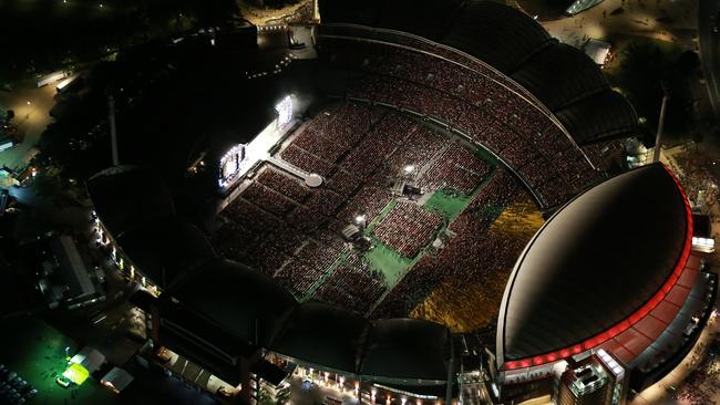 More than 53,000 fans packed Adelaide Oval for the concert. Picture Dylan Coker