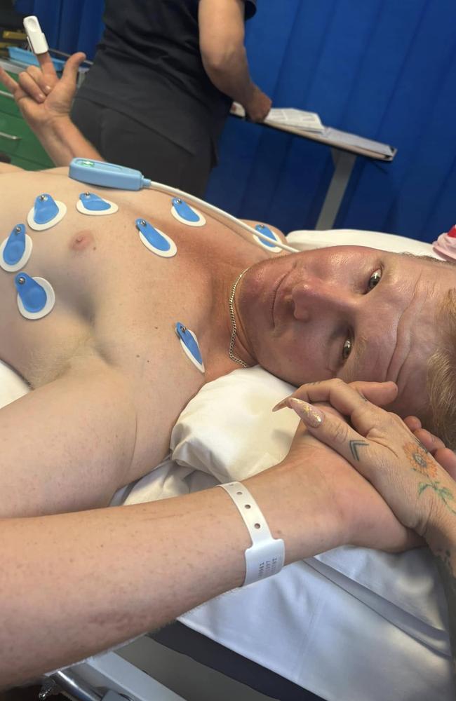 Braydon Brighton in Bundaberg Hospital after surviving his second brown snake bite, driving 2km to call for help and using his work shirt as a makeshift bandage.