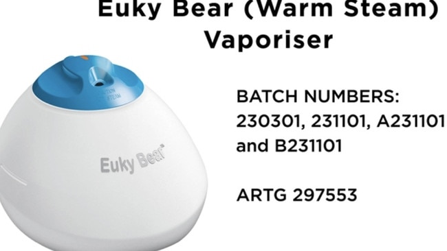 The Euky Bear Australia warm steam vaporiser has been recalled.