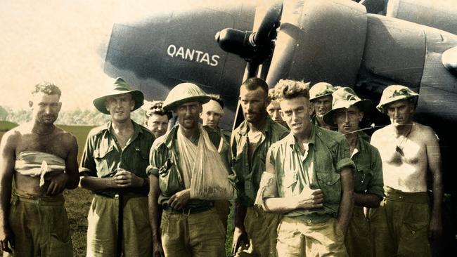 Wounded Australian troops evacuated from New Guinea 1942 by Qantas.