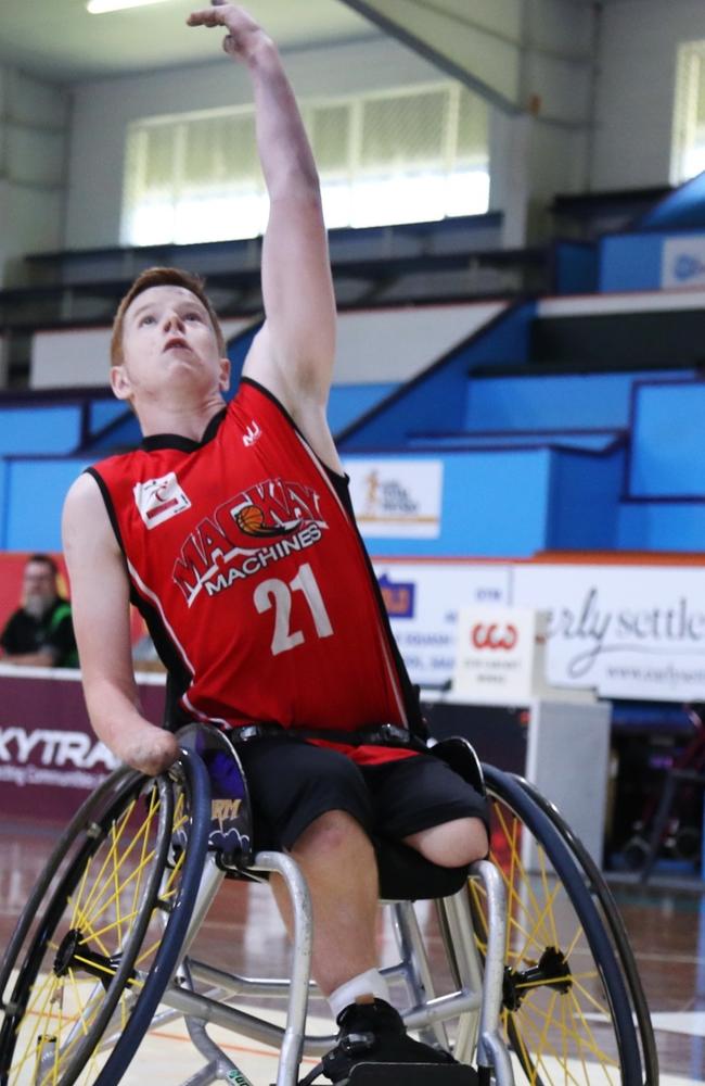 Brayden Foxley-Conolly played wheelchair basketball for Mackay in the regional competition. Picture: Contributed