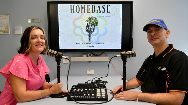 Oasis Townsville executive leader Angie Barsby and planning co-ordinator Steve Lowe will be hosting a new podcast called ‘Homebase — Purpose after Service’. Picture: Evan Morgan