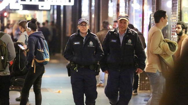 NSW police officers on the beat in Sydney’s inner west. Picture: Steve Tyson