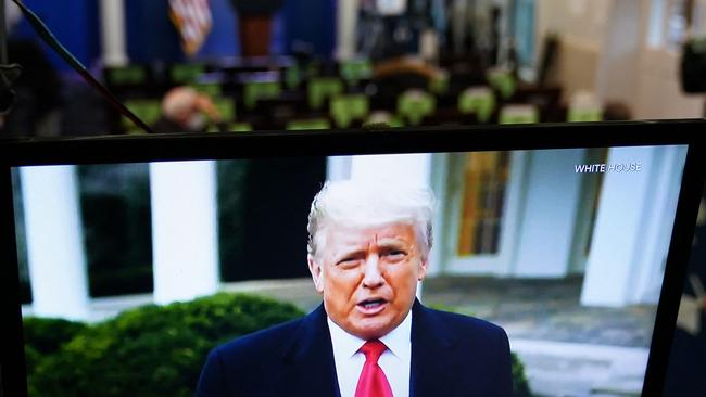 Donald Trump addresses his supporters during the January 6 riots. Picture: AFP