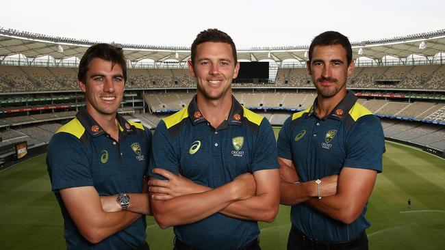 Three reasons Australia should be confident: Pat Cummins, Josh Hazlewood and Mitchell Starc. Picture: Getty