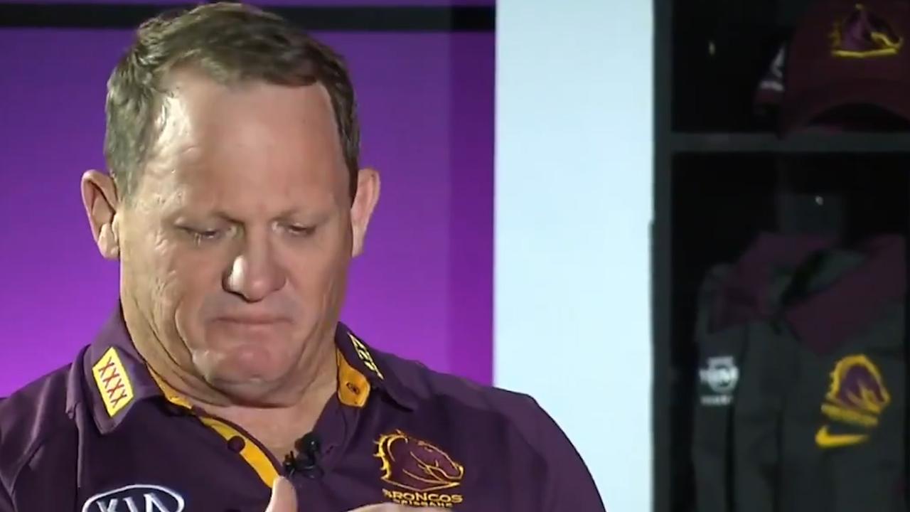 Kevin Walters broke down in tears after being unveiled as Broncos coach.