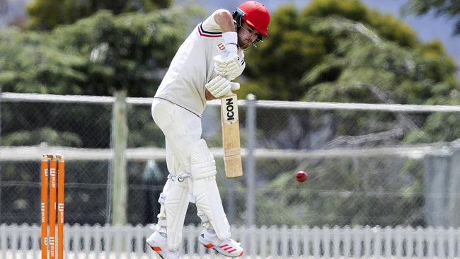 Caleb Jewell bats during the game against Clarence at the TCA Oval. Picture Chris Kidd