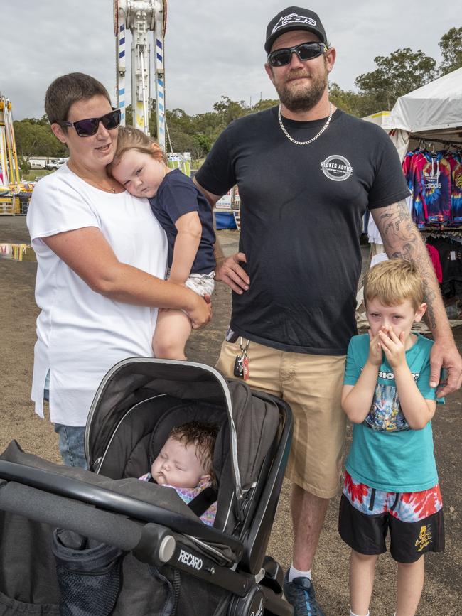 Ashleigh, Olivia, James, Jackson and Skyla Ball at the Toowoomba Royal Show. Saturday, March 26, 2022. Picture: Nev Madsen.