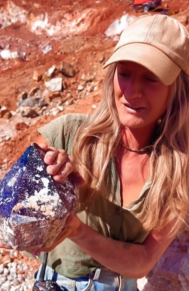 Kristy McMullen has found a 'massive' 4kg amethyst stone at a WA mine. Picture: Instagram