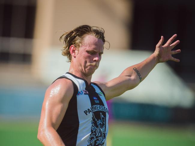 Palmerston's Kyle Emery during R 6 of the NTFL competition , Palmerston V Wanderers. Pic Glenn Campbell