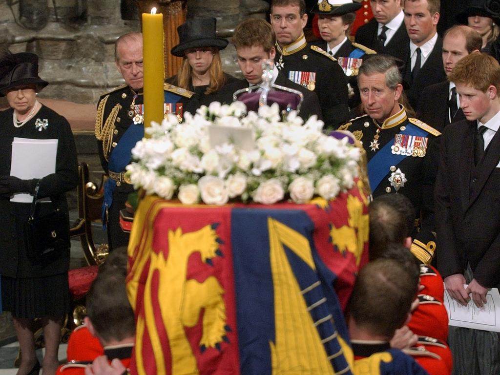 The Queen Mother’s coffin. Picture: AFP