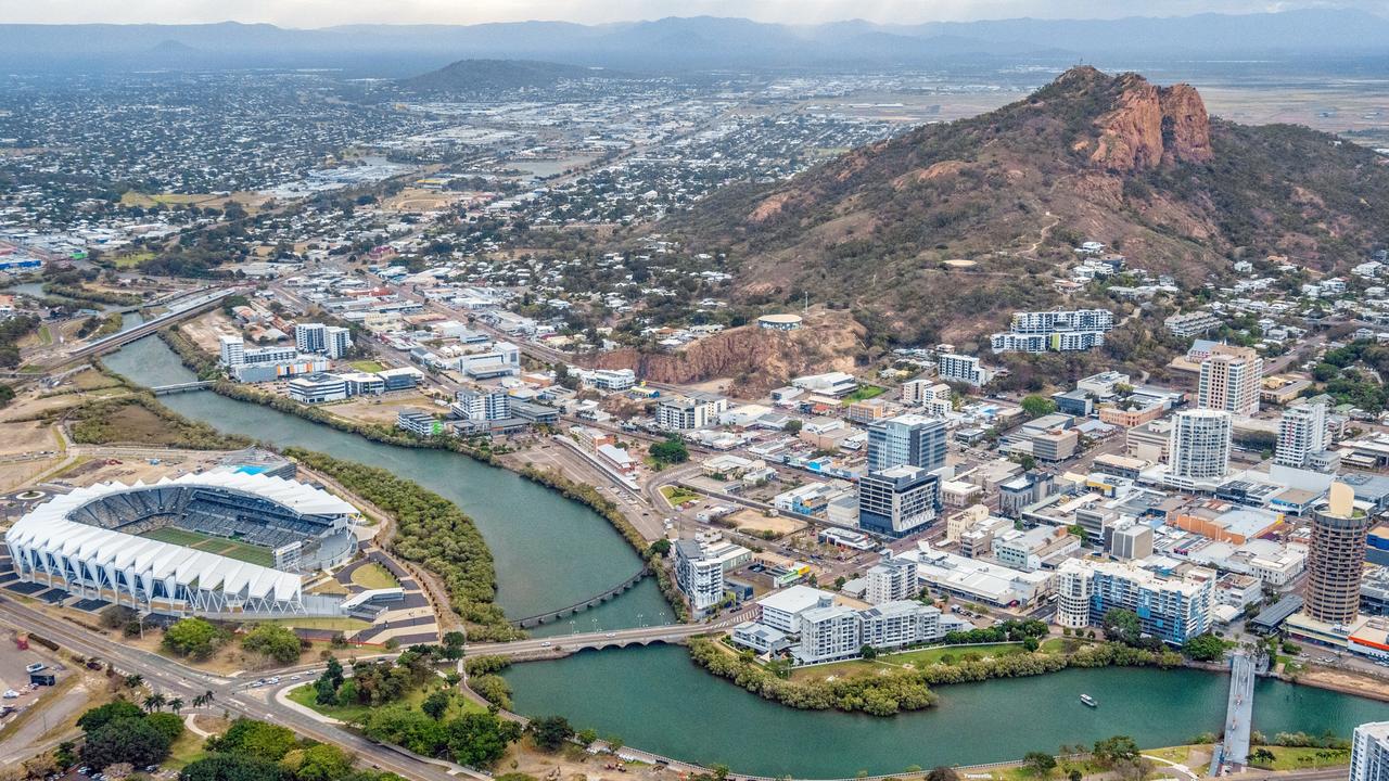 Aerial view of the stadium and Townsville City. Leaders have set their priorities and concerns for the area as they focus on getting commitments from the federal election this year.