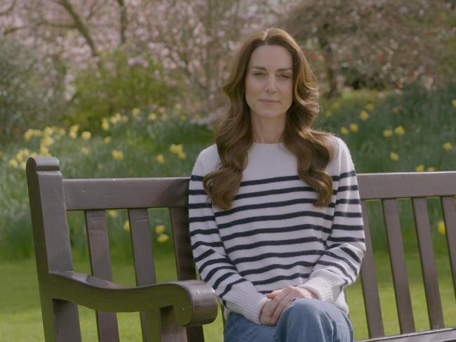 A body language expert says Princess Catherine is showing signs of distress in her video message. Picture: BBC Studios/Kensington Palace via Getty Images