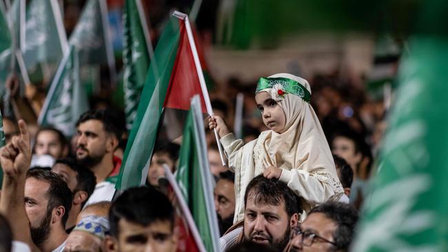 Muslims rally to protest the death of the Hamas leader Ismail Haniyeh. Picture: AFP.