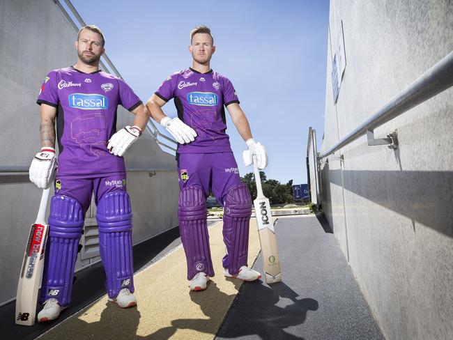 Hurricanes Matt Wade and D'Arcy Short at Blundstone Arena. PICTURE CHRIS KIDD