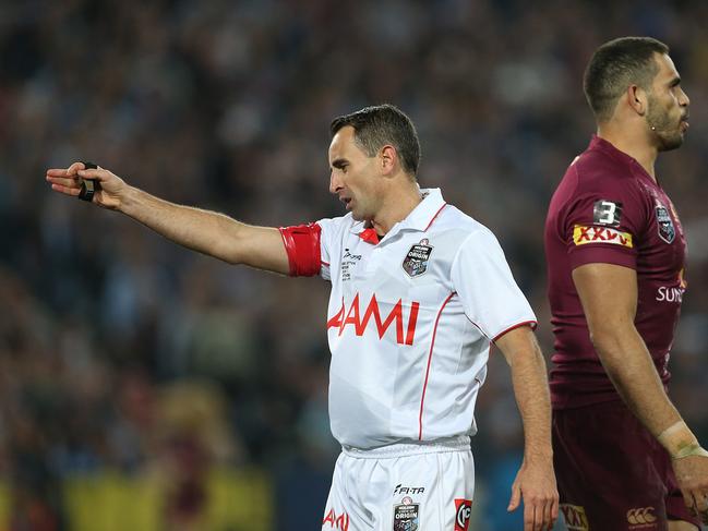 Referee Gerard Sutton officiates during the State of Origin.