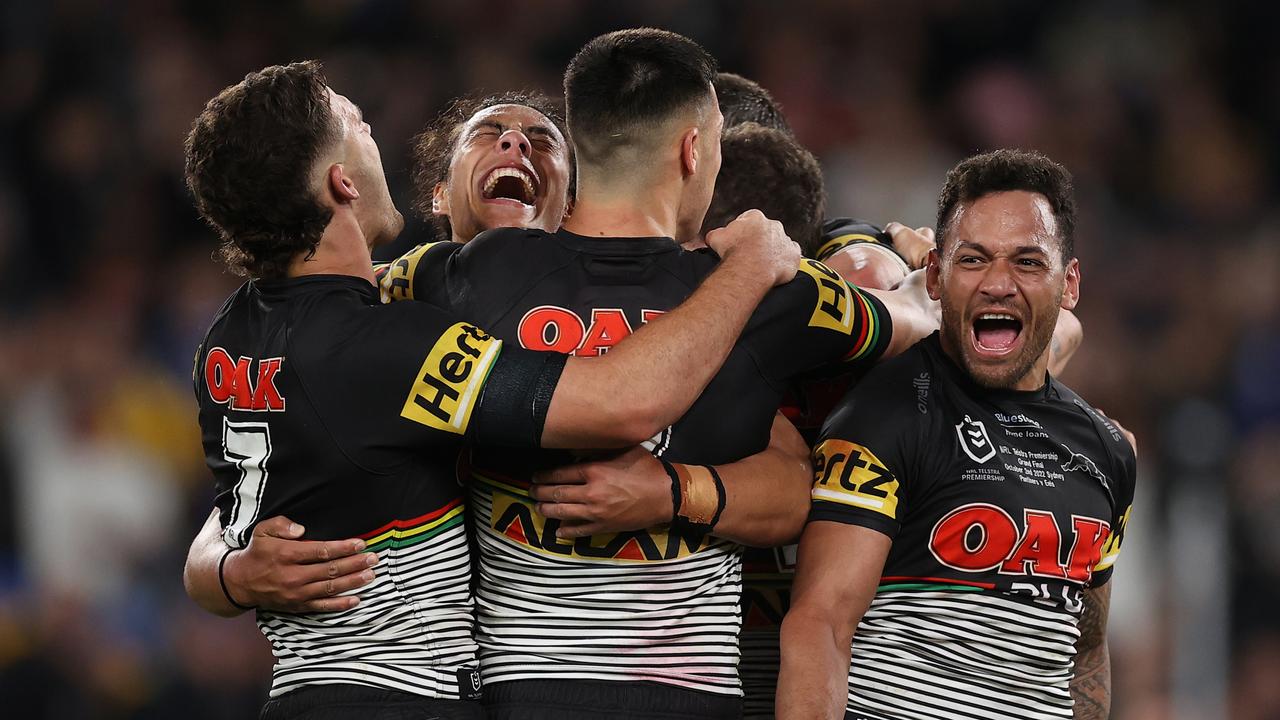 Back-to-back premiers Penrith will lose some big names next season, including hooker Api Koroisau, right, to Wests Tigers. Picture: Mark Kolbe/Getty Images