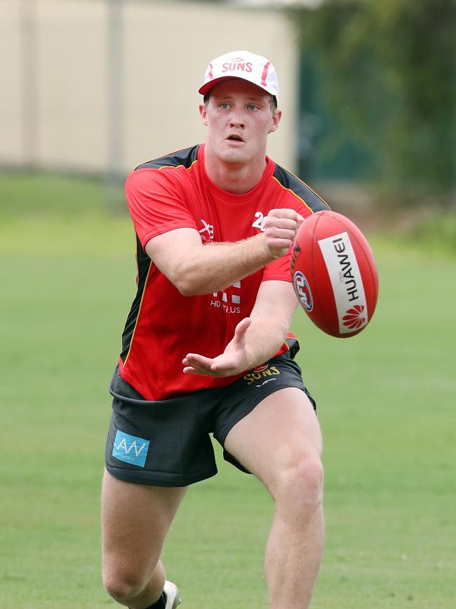 Harrison Wigg during pre-season training at the Suns. Picture: Richard Gosling