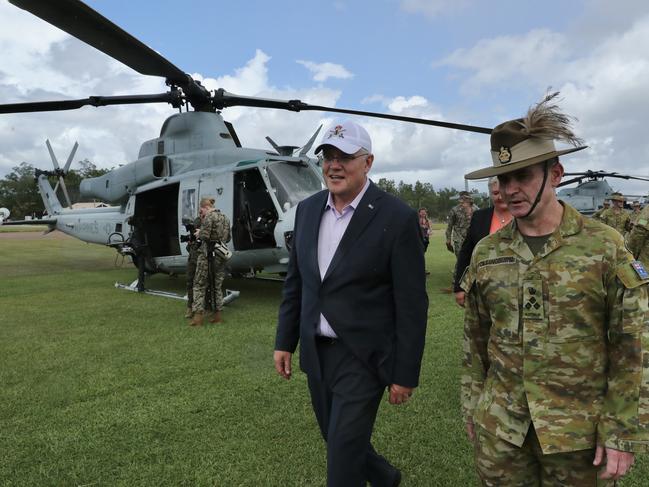 Prime Minister Scott Morrison visits the Robertson Barracks in Darwin after announcing $747m package for upgrades to defence facilities in the NT. PIcture Adam Taylor/PMO