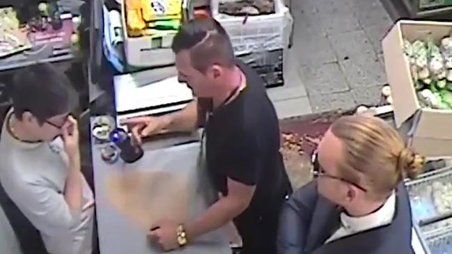 The incident at the Beamish Street supermarket was captured on security footage. Picture: Seven News