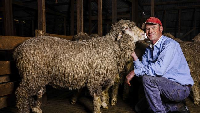 Rob Coutts from the Ioness Poll Merino stud at Lake Bolac.