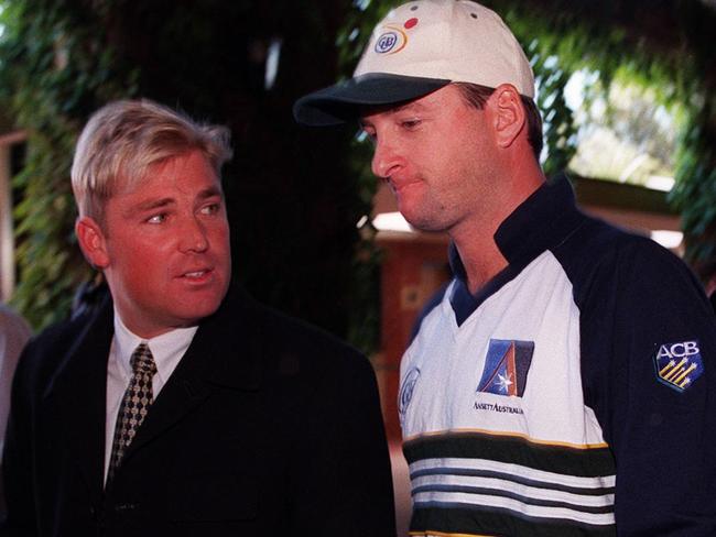 Shane Warne and Mark Waugh at the height of the bookie scandal in 1998.