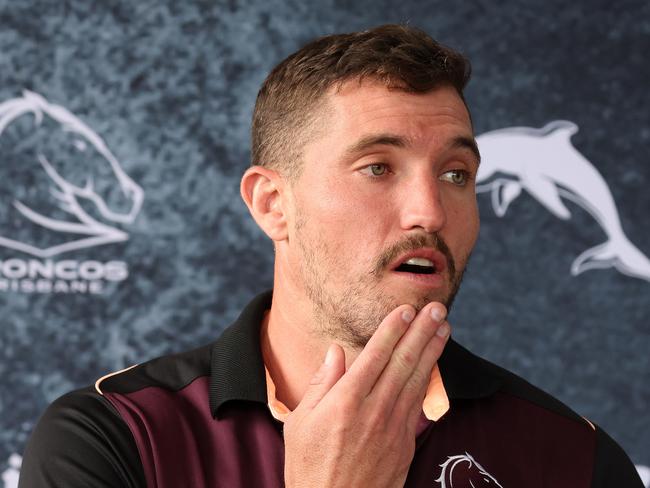 Corey Oates during a news conference at The Battle Luncheon, Brisbane. Picture: Liam Kidston