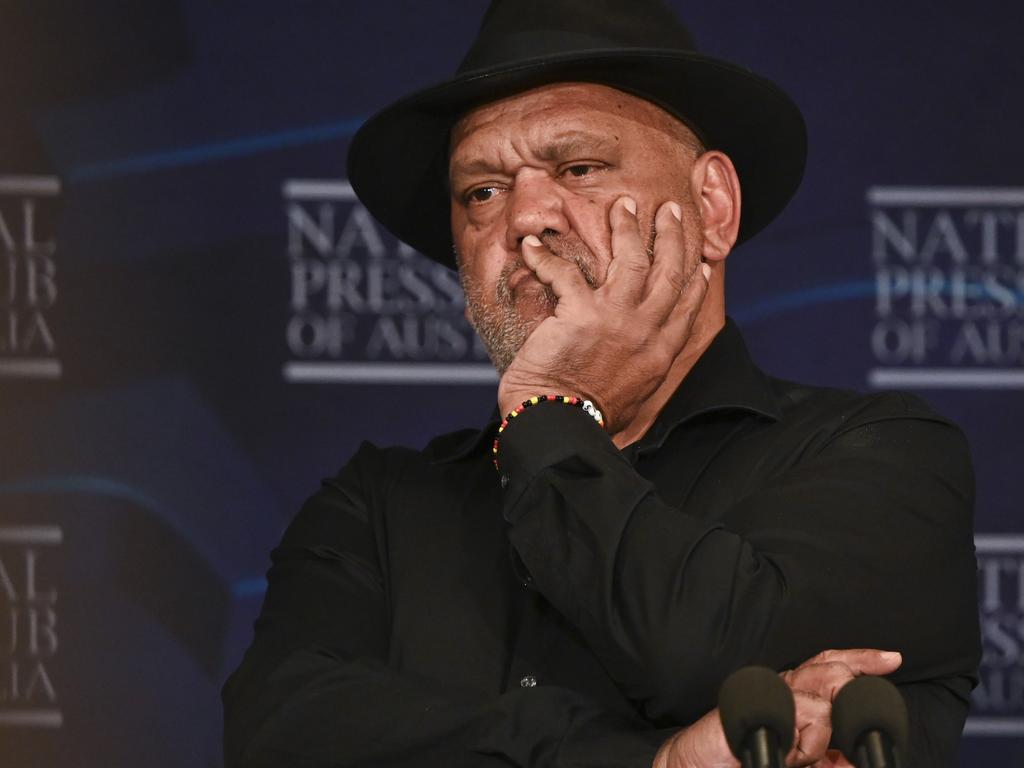 Noel Pearson, Founder of the Cape York Institute for Policy and Leadership, addresses the National Press Club of Australia in Canberra. Picture: NCA NewsWire / Martin Ollman