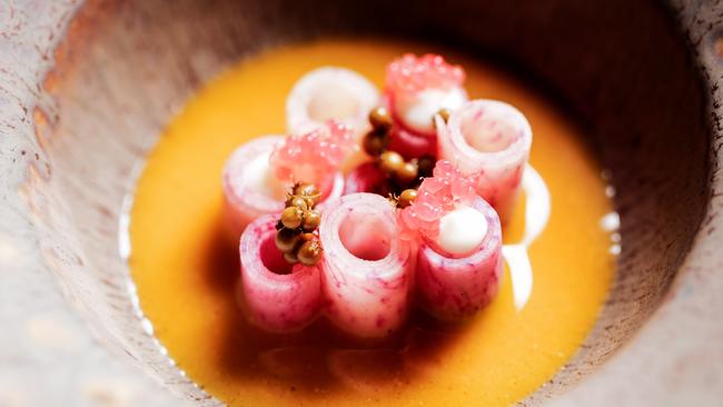 Simply radishing: Watermelon radishes with chicken broth.