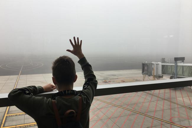 Fog delays flights at the Adelaide Airport. Picture: Rhys Hewett