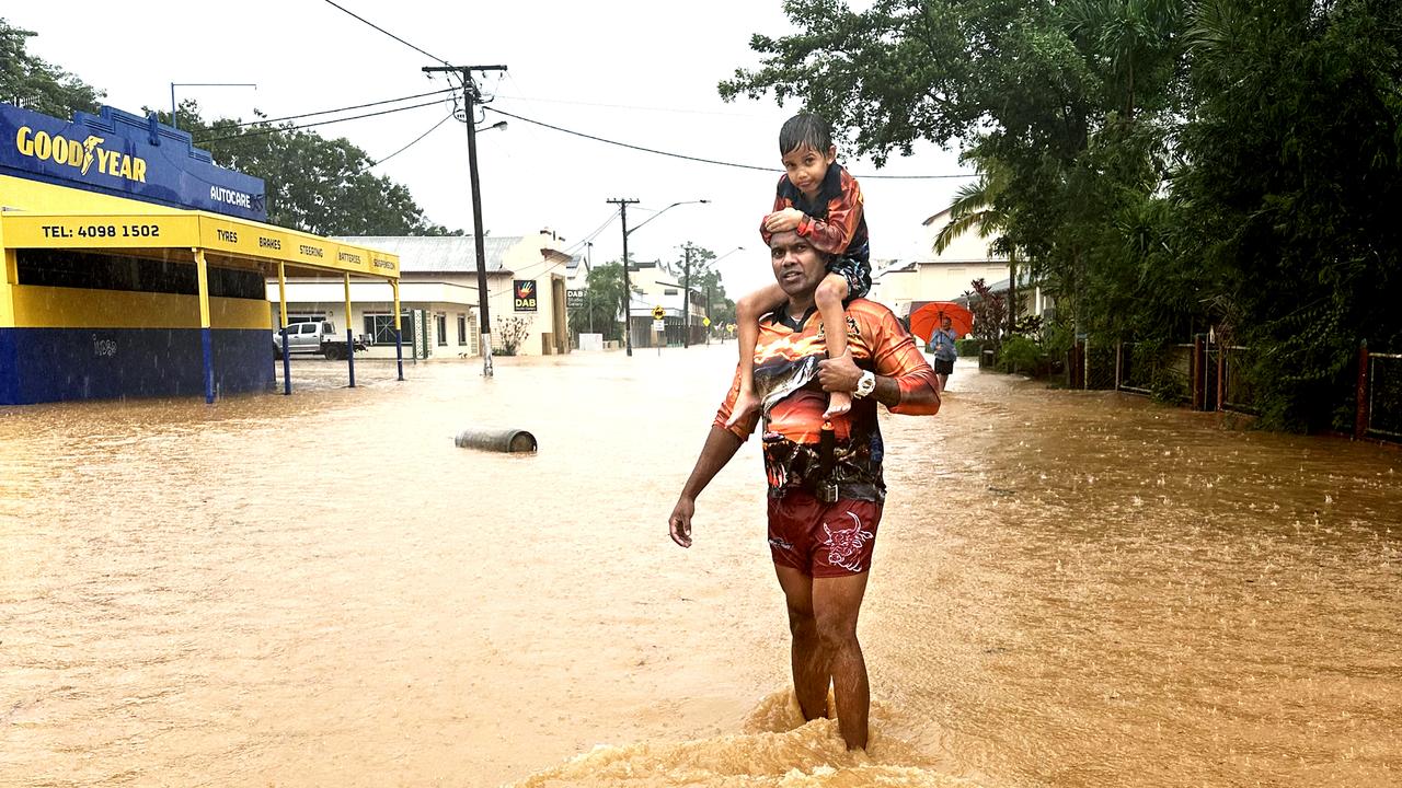 Harry Cobb in Mossman during the floods this week. Picture: Harry Cobb.