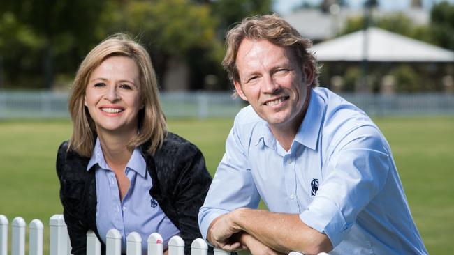 Sturt general manager Sue Dewing and president Jason Kilic at Unley Oval. Picture: Matt Loxton