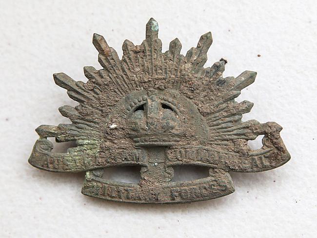 A hat pin badge from the Australian Commonwealth Military Services potentially an Anzac badge. Picture: Ian Currie