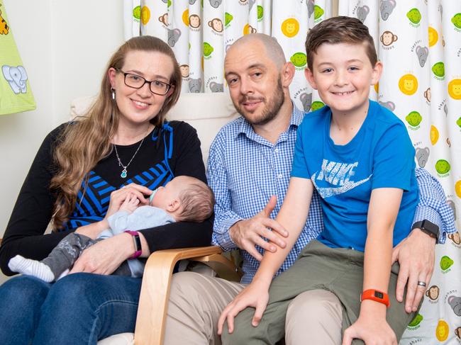 Annie and Neal Krempin with sons Michael, 8, and Leonardo, 6 weeks