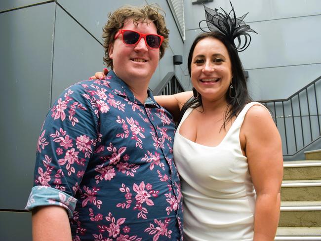 Chris Meyers (Boofa) and Kim Meyers enjoying all the action at the Ladbrokes Cranbourne Cup on Saturday, November 23, 2024. Picture: Jack Colantuono