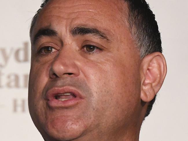 NSW Deputy Premier John Barilaro speaks during a press conference alongside Premier Gladys Berejiklian at the official opening of the Sydney Startup Hub with the Microsoft Australia Managing Director Steven Worrall in Sydney, Wednesday, February 14, 2018. (AAP Image/Peter Rae) NO ARCHIVING