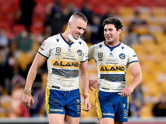 Parramatta are resting stars including Clint Gutherson and Mitchell Moses from the Penrith match. Picture: Bradley Kanaris/Getty Images