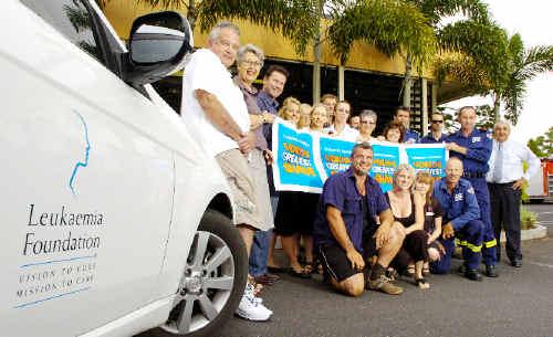 Civic leaders and members of the community gather at the Goonellabah Tavern to rally for the World’s Greatest Shave which will raise money for the fight against leukaemia. Picture: Jay Cronan