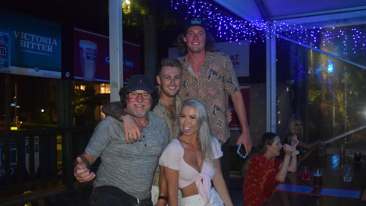 Roger Woods, Jake Campbell, Ashleigh Cook and Luke Brooks celebrated New Year at Beaches. Picture: Laura Thomas