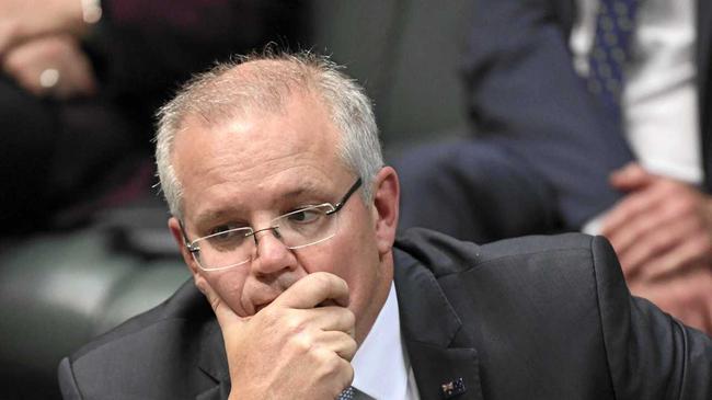 Australian Prime Minister Scott Morrison reacts during House of Representatives Question Time at Parliament House in Canberra, Thursday, August 1, 2019. (AAP Image/Lukas Coch) NO ARCHIVING. Picture: LUKAS COCH