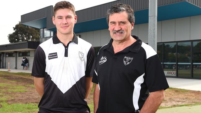 Tony Gleeson (right) with Moonee Valley captain Jack Newman. Picture: Josie Hayden