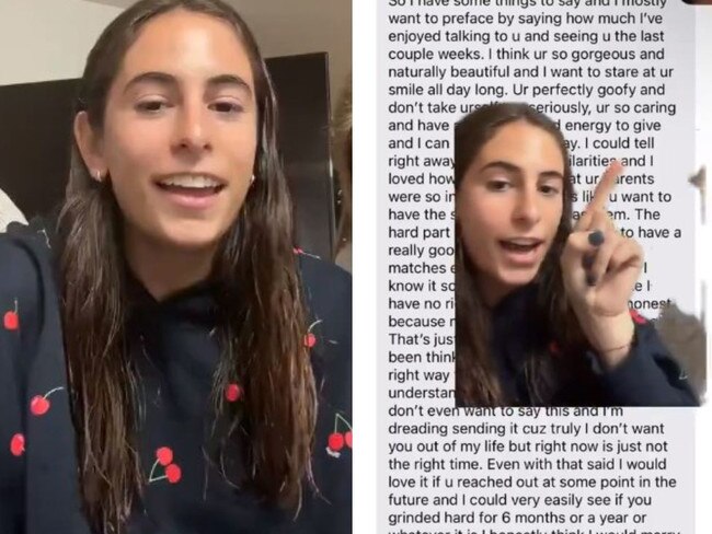 A woman shared a text she got from someone she met on Hinge. Picture: TikTok