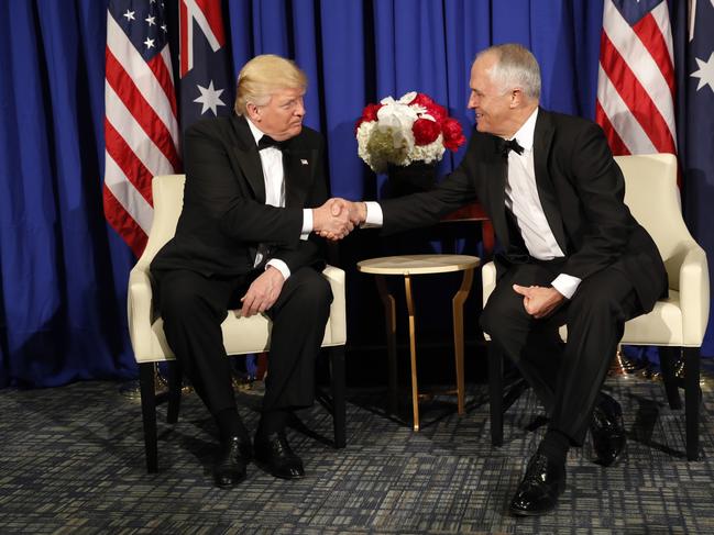 US President Donald Trump and former Australian Prime Minister Malcolm Turnbull in happier times. (AP Photo/Pablo Martinez Monsivais)