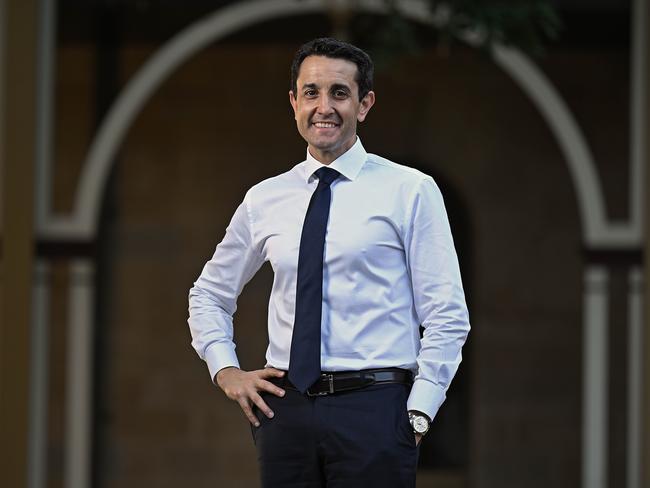 23/10/2024: LNP leader and potential new QLD Premier, David Crisafulli,  ahead of the vote to decide the election, at the State Parliament building on the Speakers Green, Brisbane. pic: Lyndon Mechielsen/Courier Mail