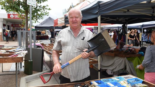 Maryborough markets – Wayne Usher selling hardware items.