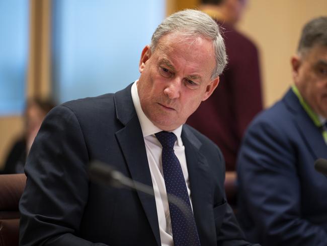 Senator Richard Colbeck appears at yesterday’s senate estimates hearing in Canberra. Picture: NCA NewsWire / Martin Ollman