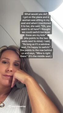 Woman refuses to move seats for airplane 'Karen'